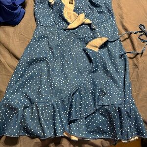 Blue Polka Dot Wrap Dress